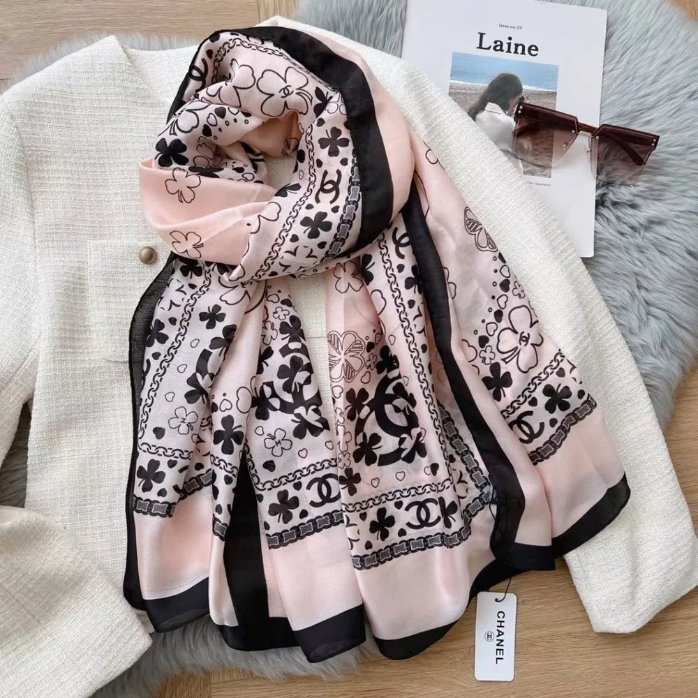 Mis Chloe Floral White Long Scarf/Shawl